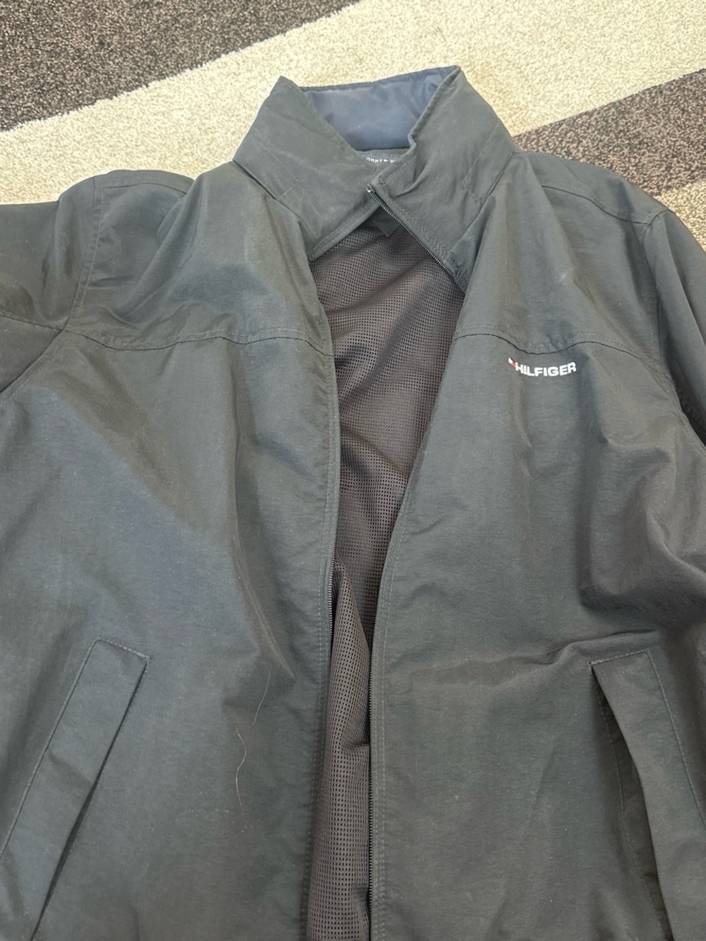 Tommy Hilfiger Men's Black Raincoat with Subtle Logo